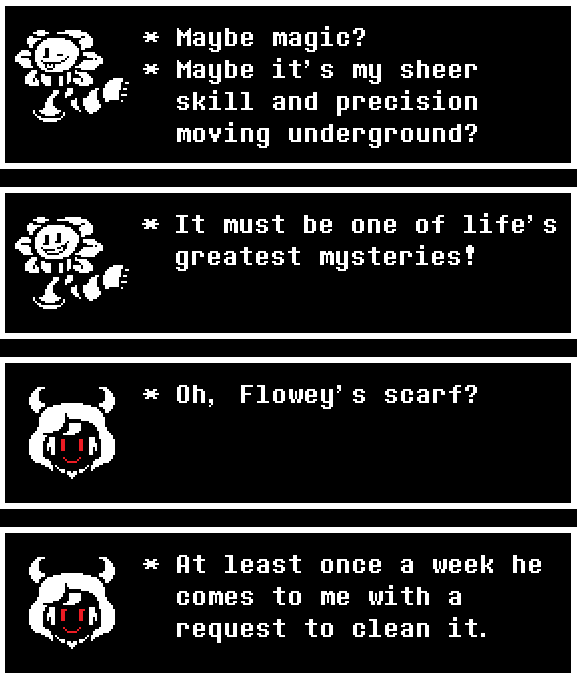 ModtaleR's tweet image. Tumblr Ask  
"How does Flowey move? He probably does it by going underground,  but then his scarf would get dirty, but is it always clean, or does he  wash it all the time? Oh, my God... What a strange question"  
#undertale #undertaleAU #Flowey #Chara