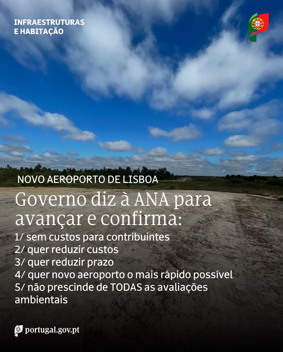 miguelluz's tweet photo. A política, para ser eficaz, exige escolhas. O caso do Aeroporto assim o demonstra. Decidimos a localização em tempo record. A ANA apresentou o seu relatório inicial, o Governo respondeu hoje.
Prepare-se a candidatura ao novo aeroporto. Avance-se com Alcochete, sem custos para o Orçamento do Estado. A legislação ambiental é para cumprir na integra – o que também se aplica às obras no Humberto Delgado. Trabalhemos para reduzir o custo total, o tempo de execução, e torne-se claro todo o modelo financeiro. 
O Governo atribui, sempre, prioridade à defesa dos contribuintes, agindo sempre em prol do interesse nacional e pelos Portugueses. Com os olhos no futuro, na sustentabilidade e sem ceder um milímetro aqueles que querem travar o progresso.

#MIH #MinistériodasIfraetruturaseHabitação #Aeroporto #AeroportoLuisdeCamões #NAL #ANA