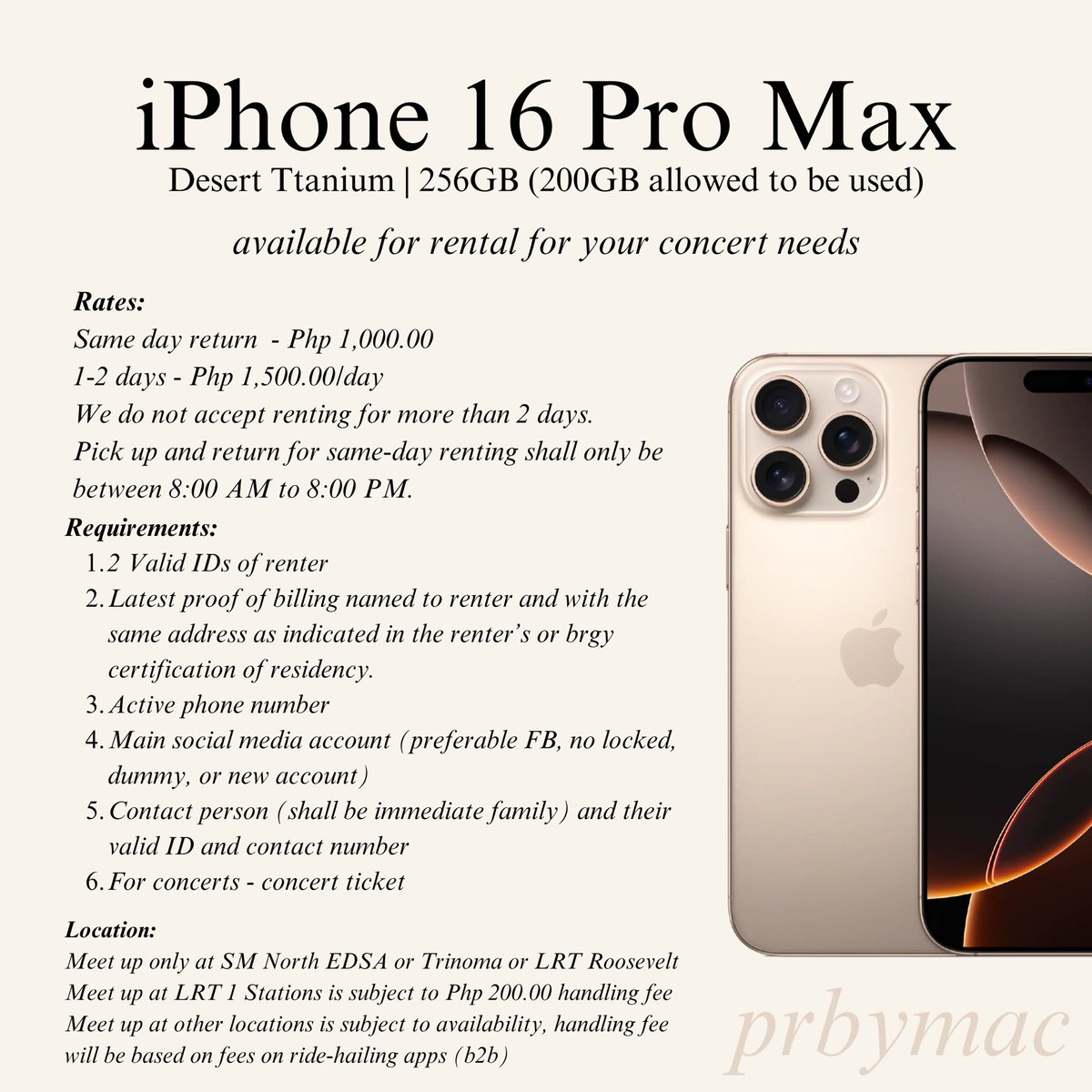 prbymac's tweet photo. available phone rental

tags wtr ltr lfr iphone 16 famcam want to rent https://t.co/FQxHPdEUCT