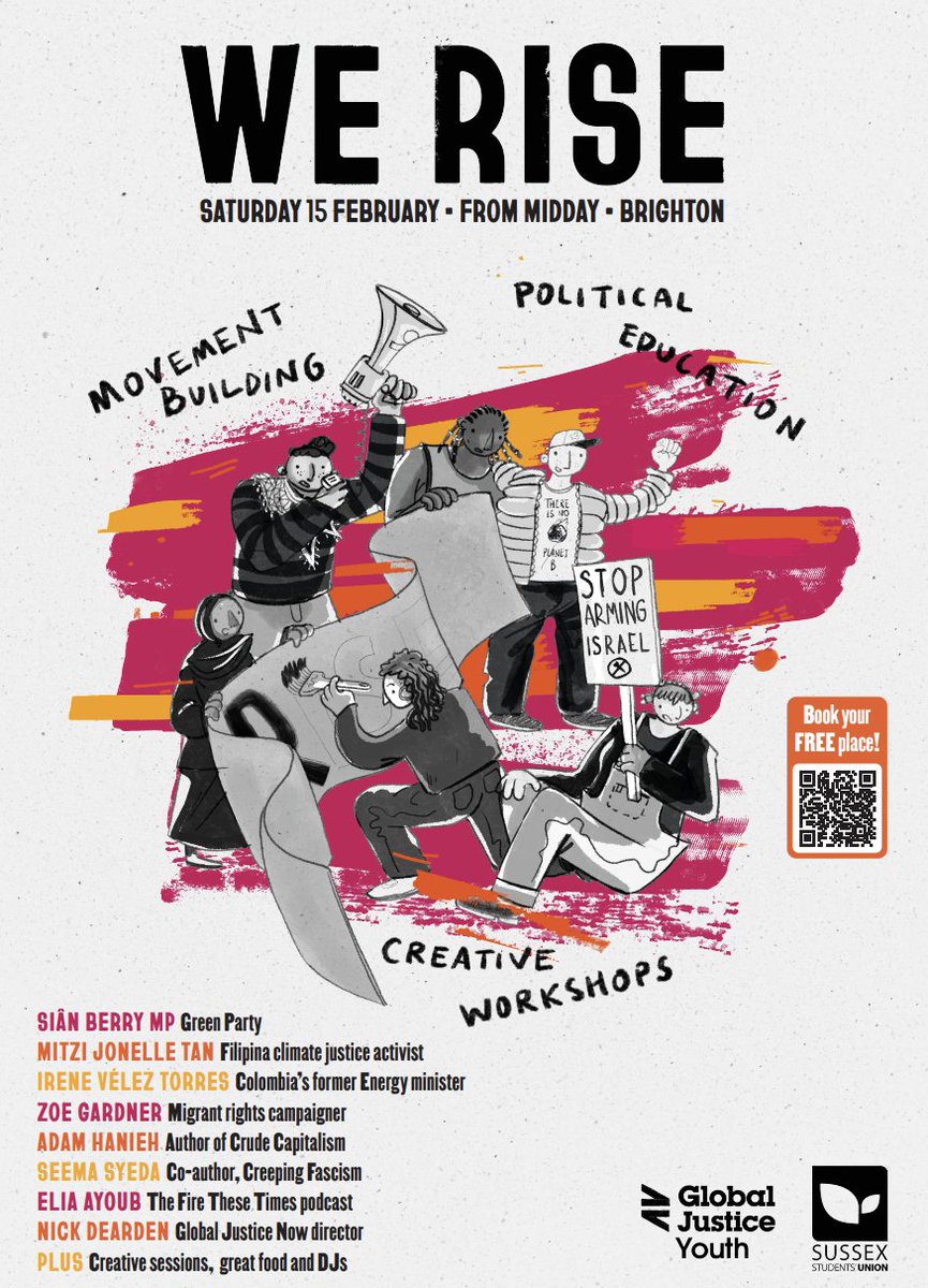 Under 30 and want to organise for a better world? We Rise is the place to be. Sessions include:  

🇵🇸 Building solidarity with Palestine 
❌ Fighting Trump and the far right 
💰 Structural racism in the global economy
...and much more!

Free tickets: tickettailor.com/events/globalj…