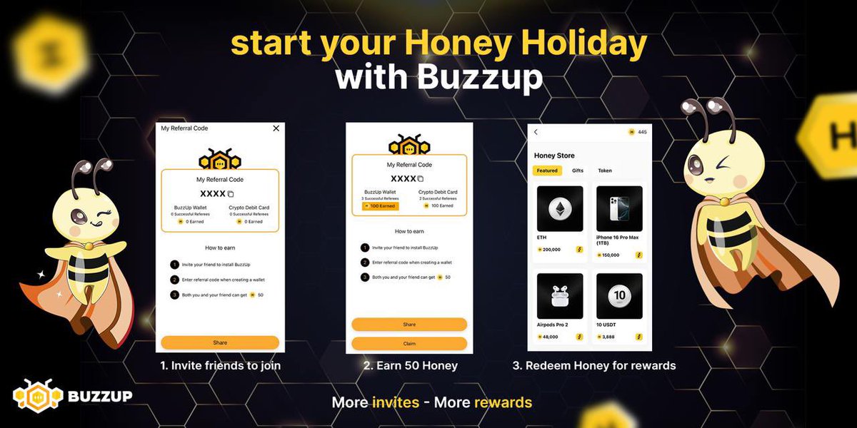 Kế hoạch cuối tuần: Cùng bạn bè săn quà với BuzzUp!

🐝 Cách tham gia:
1️⃣ Mời bạn bè dùng BuzzUp với mã ref của bạn  
2️⃣ Nhận 50 Honey mỗi lần mời thành công  
3️⃣ Dùng Honey đổi quà hot: iPhone 16, ETH, USDT,...  

🎁 Mời càng nhiều, quà càng lớn!
👉 Tải ngay