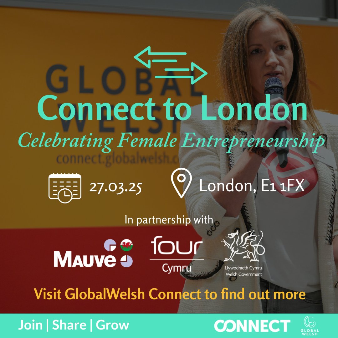 GlobalWelsh (@globalwelsh) on Twitter photo 🔗 JOIN US AT CONNECT TO LONDON: CELEBRATING FEMALE ENTREPRENEURSHIP 🏴
The event is in partnership with <a href="/fourcymru/">Four Cymru</a>, <a href="/MauveGroup/">Mauve Group</a> and <a href="/WelshGovernment/">Welsh Government</a>.
Register here >> bit.ly/3PLcZop
Register to pitch >> bit.ly/3LZ2snH
#WeAreTheGlobalWelsh #ConnecttoLondon 🔗 JOIN US AT CONNECT TO LONDON: CELEBRATING FEMALE ENTREPRENEURSHIP 🏴
The event is in partnership with <a href="/fourcymru/">Four Cymru</a>, <a href="/MauveGroup/">Mauve Group</a> and <a href="/WelshGovernment/">Welsh Government</a>.
Register here >> bit.ly/3PLcZop
Register to pitch >> bit.ly/3LZ2snH
#WeAreTheGlobalWelsh #ConnecttoLondon