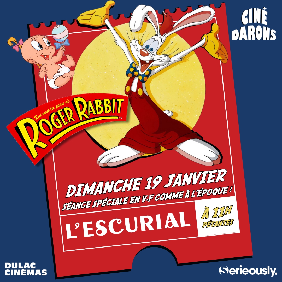 🍿 🐰 🥕 𝐂𝐈𝐍𝐄́ 𝐃𝐀𝐑𝐎𝐍𝐒
⚠️ 👉 CE DIMANCHE À 11H 👈 ⚠️📍 <a href="/CinemaEscurial/">Cinéma Escurial</a> 
🥕 𝑸𝑼𝑰 𝑽𝑬𝑼𝑻 𝑳𝑨 𝑷𝑬𝑨𝑼 𝑫𝑬 𝑹𝑶𝑮𝑬𝑹 𝑹𝑨𝑩𝑩𝑰𝑻
--
🎟 : bit.ly/Ciné-Darons