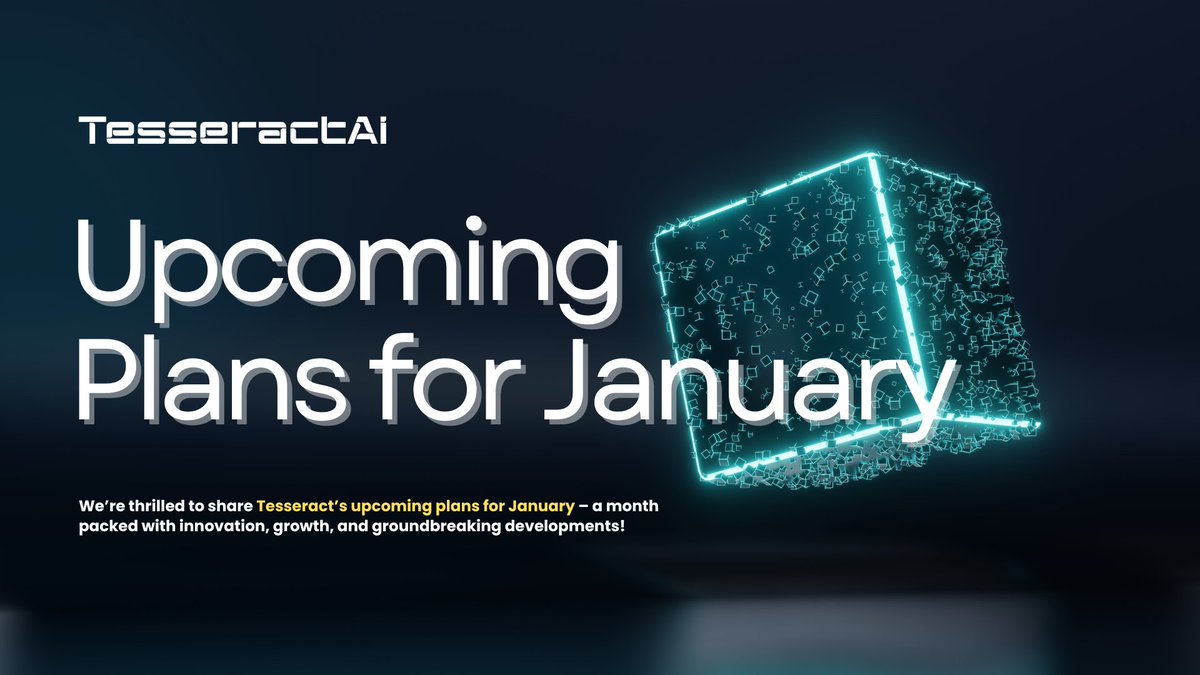 Tesseract_AI's tweet photo. Upcoming $TSAI Plans for January

We’re thrilled to share Tesseract’s upcoming plans for January – a month packed with innovation, growth, and groundbreaking developments! 

Here’s what’s on the horizon:

🔹Official dApp Release: The Tesseract AI Agent dApp will launch with all its cutting-edge AI features fully integrated, ready to revolutionize the way you interact with AI.
🔹We are currently in discussions with a Vertical AI's Marketplace to become a listing partner, working toward making Tesseract AI a recognized solution in their ecosystem.
🔹Major Partnerships: Collaborating with huge projects to integrate Tesseract chatbot agents into their ecosystems, including newly launched initiatives that are set to make waves in the industry.
🔹Bullish AI Features Update: Enhancing the Tesseract AI Agent dApp with new, forward-looking AI features designed to keep us at the forefront of AI technology.

The entire Tesseract team is working tirelessly to deliver these milestones within January.

We couldn’t do this without the unwavering encouragement of our community. Your belief in Tesseract drives us to push boundaries and bring you the most bullish updates.

Stay tuned for more announcements as we continue this exciting journey together!