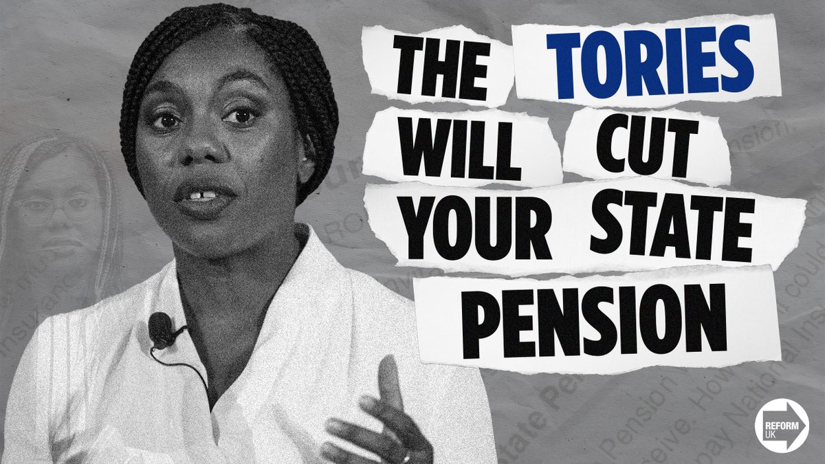 reformparty_uk's tweet photo. Kemi Badenoch wants to cut the state pension. They are still the same old Tories. 

Britain needs Reform. https://t.co/B2h9qmLpKB