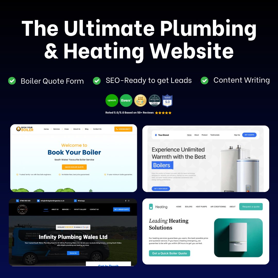 🚿 Transform Your Plumbing &amp; Heating Business! 🚿
🌟 Get a Professional, SEO-Ready Website 🌟

✅ 30 Pages
✅ Optimized to Get You Leads
✅ Paid Ads Setup Included
✅ Rated 5/5 by Over 50 Happy Clients!

💻 Your Ultimate Plumbing &amp; Heating Website is just a click away!