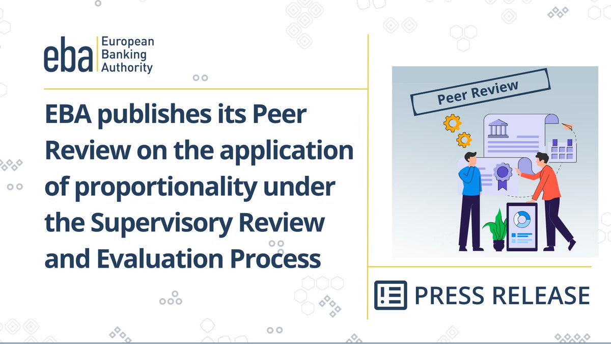Proportionality in Supervisory Review and Evaluation Process (#SREP), +  the liquidity assessment under SREP assessment is largely implemented by competent authorities under review , finds  #EBA Peer Review on application of proportionality under SREP 🚨
europa.eu/!pkXd4h