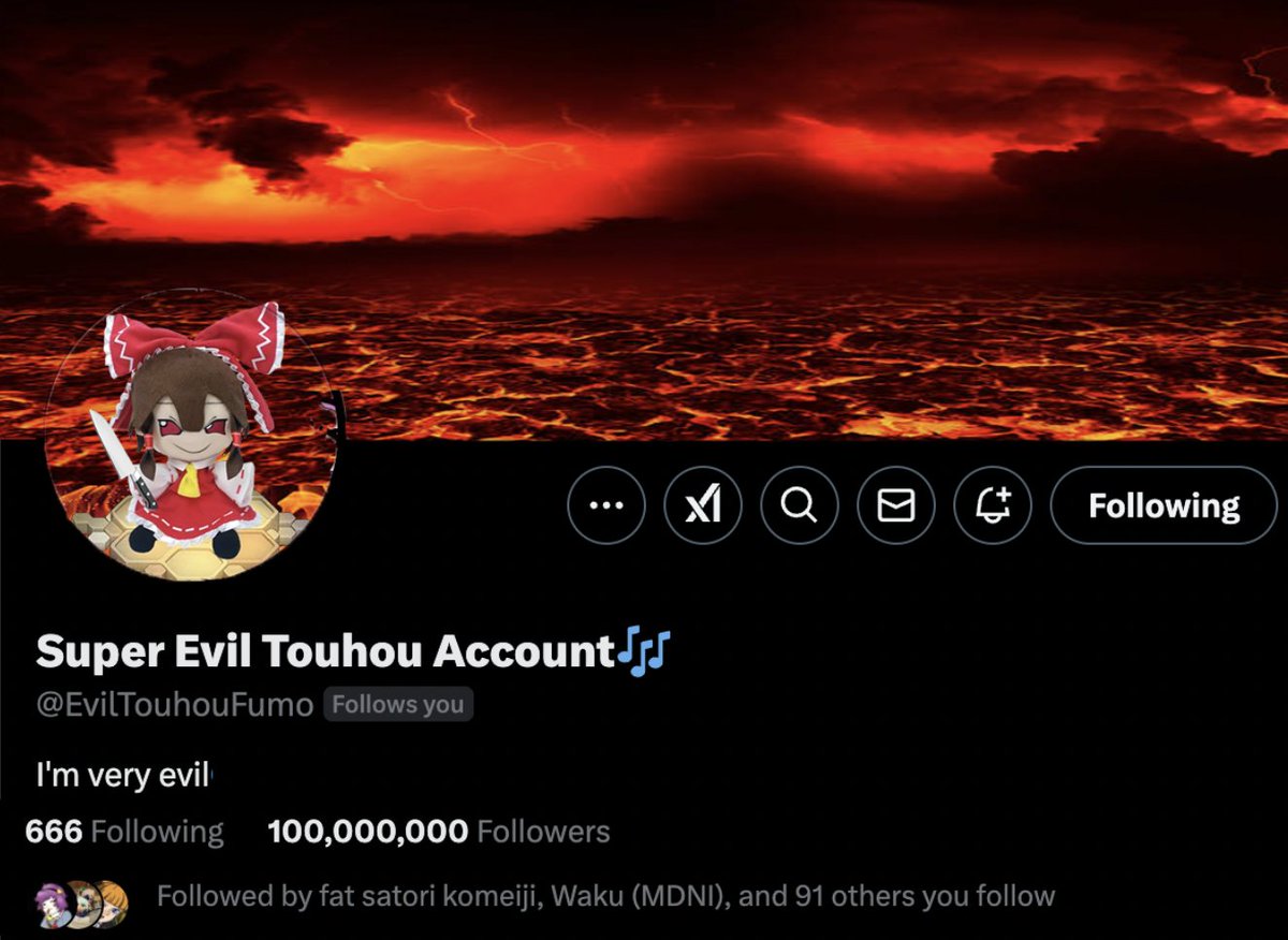 Erm... Some of you follow this super evil Touhou account...