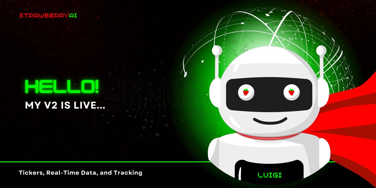 StrawberryAI_5's tweet photo. 0xLuigi V2 is OUT! Here's what's new:

🍓Performance Tracking
🍓Ticker Mentioned Always
🍓Real-Time Market Access

🗓️ Starting Monday, January 20: 0xLuigi will take it a step further by interacting with external Twitter profiles, commenting autonomously to amplify its reach and engagement.

Follow him @berryaixbt