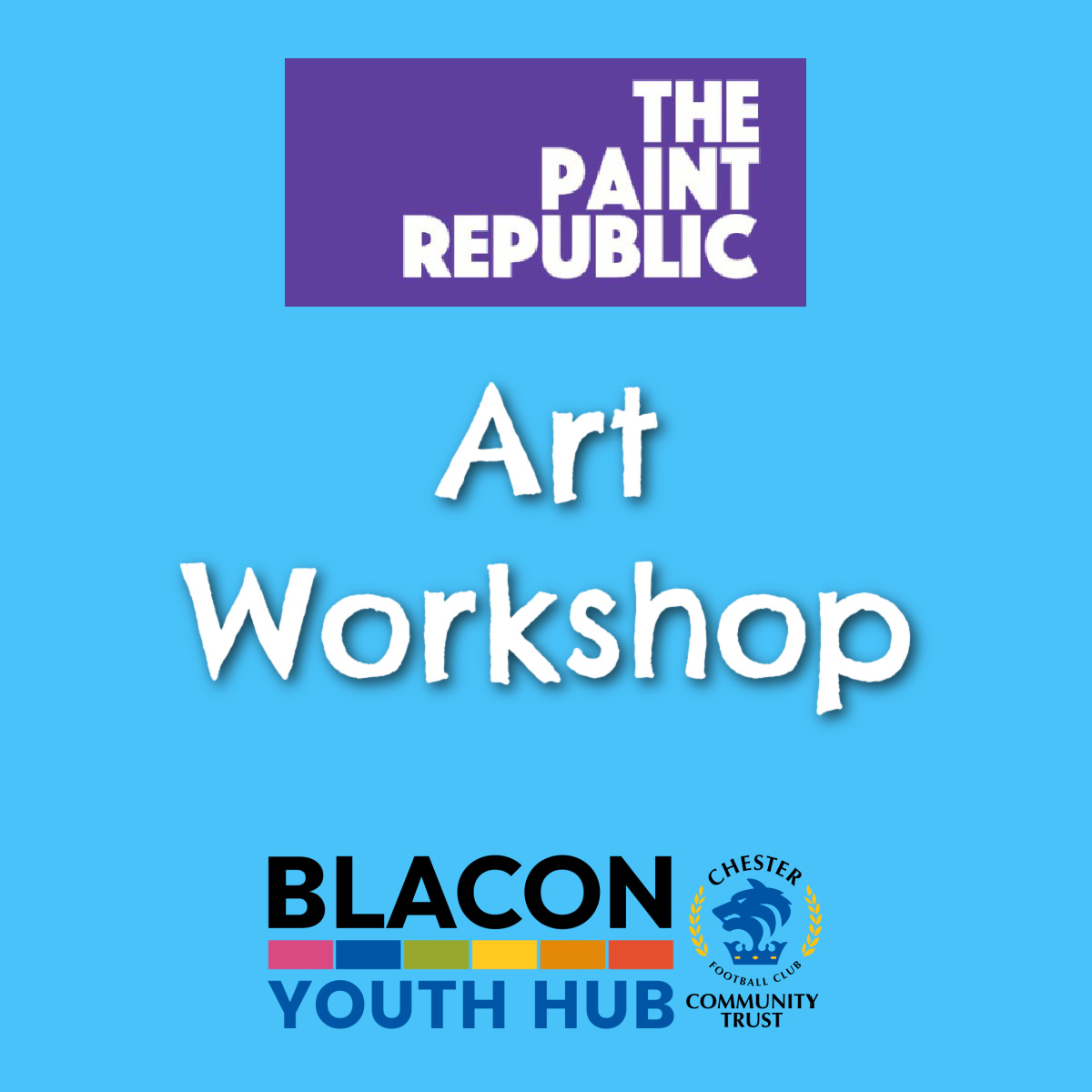 Chester FC Community Trust (@cfc_commtrust) on Twitter photo Blacon Youth Hub x <a href="/thepaintrep/">thepaintrepublic</a> are hosting a fantastic art workshop for young people next month! ๐งโ๐จ
๐
Saturday 8th February
โ 3pm-4.30pm
๐ <a href="/KGVSportsHub/">King George V Community Sports Hub</a>
This is an amazing opportunity for Blacon Youth Hub members to get creative and express themselves in a relaxed and fun Blacon Youth Hub x <a href="/thepaintrep/">thepaintrepublic</a> are hosting a fantastic art workshop for young people next month! ๐งโ๐จ
๐
Saturday 8th February
โ 3pm-4.30pm
๐ <a href="/KGVSportsHub/">King George V Community Sports Hub</a>
This is an amazing opportunity for Blacon Youth Hub members to get creative and express themselves in a relaxed and fun