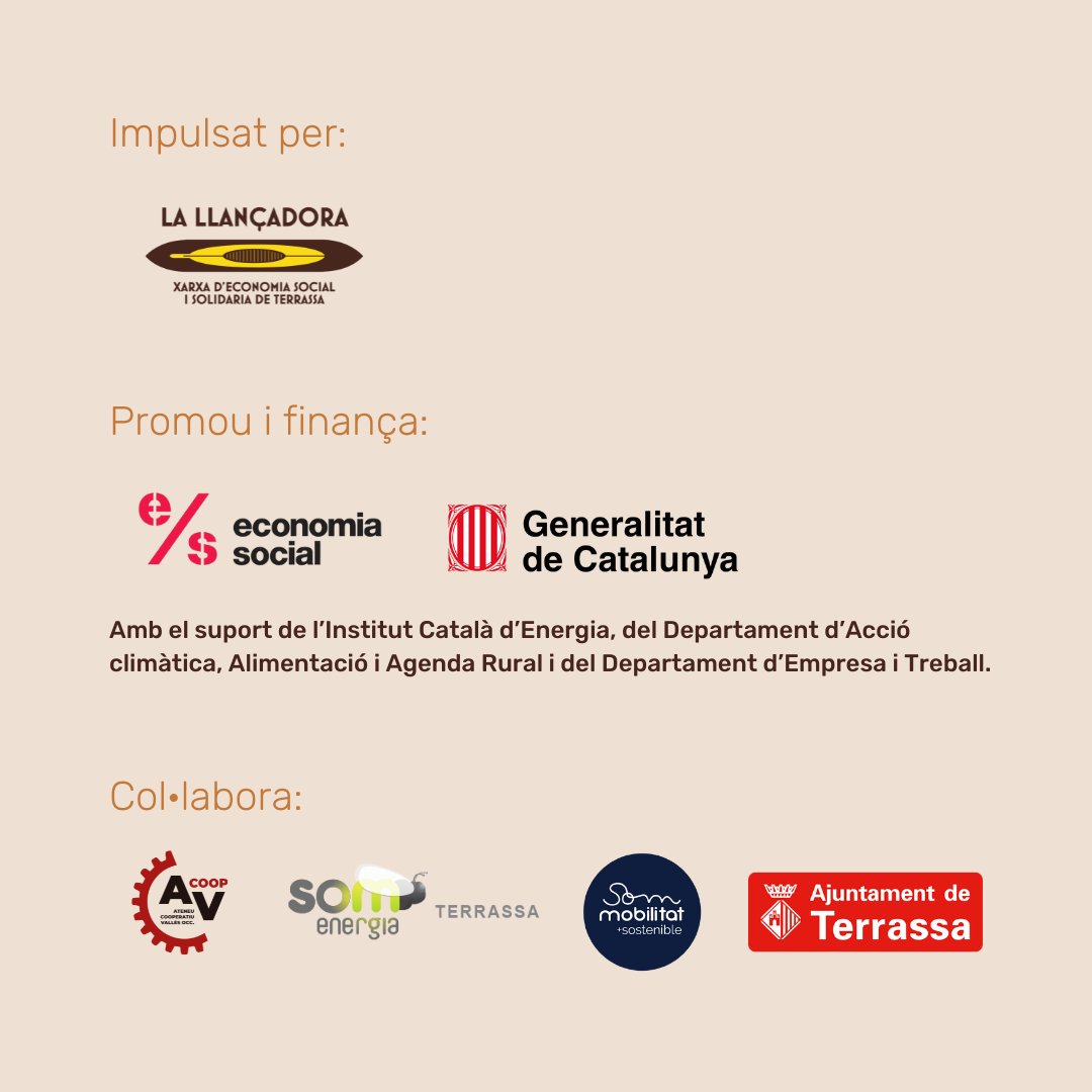 🌞 Som la #ComunitatEnergètica de La Llançadora
 
♻️ Un projecte #cooperatiu creat al 2023 per persones i entitats amb l’objectiu de transformar el model energètic de #Terrassa en energia renovable i col·lectiva.