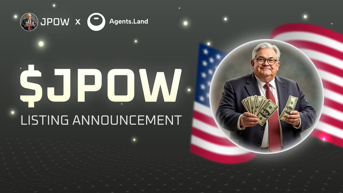 🚀 Big Announcement: $JPOW'll be listed on <a href="/agentsdotland/">agents(dot)land</a>! 🤖✨

The future of AI-powered DeFi is here! We're thrilled to announce that $JPOW, the cutting-edge AI Agent token, will soon be live on Agents.land, bringing unparalleled innovation to decentralized finance.