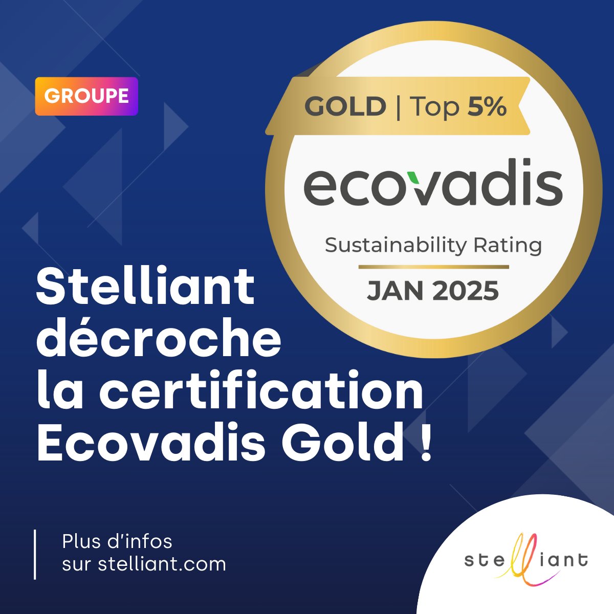 Stelliant's tweet photo. Stelliant décroche la certification Ecovadis Gold ! 🏆
Nous sommes fiers de figurer parmi les 5 % des entreprises les mieux évaluées par Ecovadis, une reconnaissance de notre engagement en faveur d’un développement durable et responsable.
👉 https://t.co/BGp15DFsr6 https://t.co/GlhvOEloBN