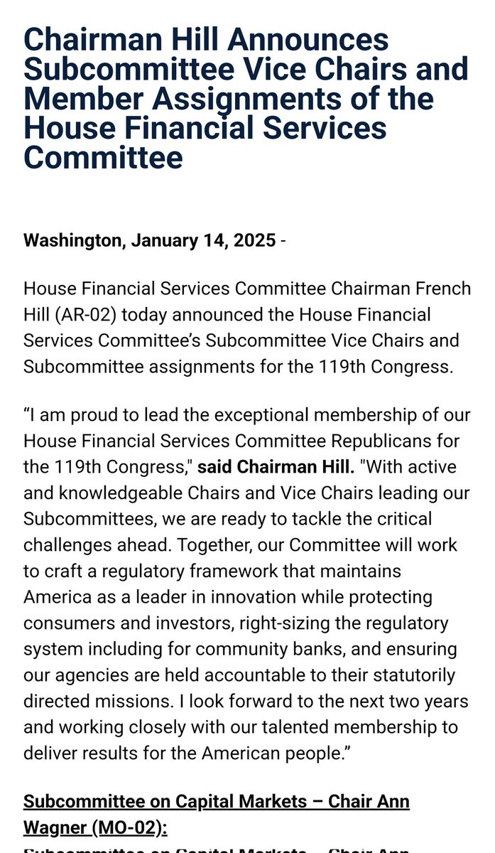 PicoinWhales's tweet photo. 1 /2🔮
 The U.S. Congress clearly declares: "We will not wait." The House Financial Services Committee announces the commencement of work starting January 22nd morning and appoints a special team for the Financial Committee.

@PicoinWhales 💜
#PiNetwork 🎵
#FinancialCommittee https://t.co/CHck183nrn