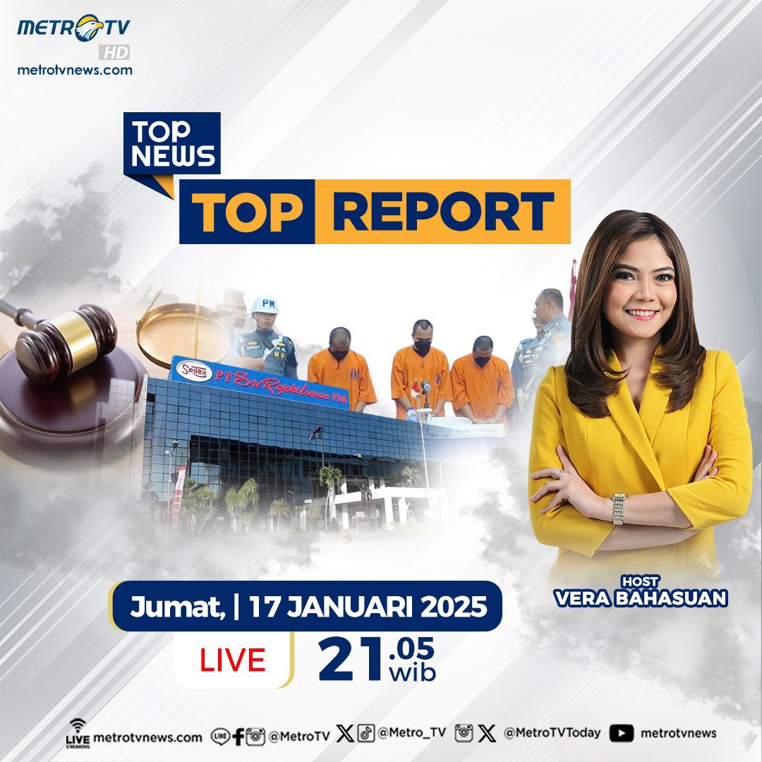 Metro_TV's tweet photo. Peradilan tak lagi menjadi pilar peradaban manusia namun bertransformasi sebagai ladang usaha, vonis hakim diberi label harga dan bertabur diskon hukuman bagi yang berlimpah harta. Dalam #TopReport kali ini, akan membahas tiga topik berita lainnya yang akan diulas secara lugas bersama host Vera Bahasuan, hari Jumat, 17 Januari 2025 pukul 21.05 WIB hanya di Metro TV

#TopReport #TopReportMetroTV #TopNewsMetroTV #MetroTV