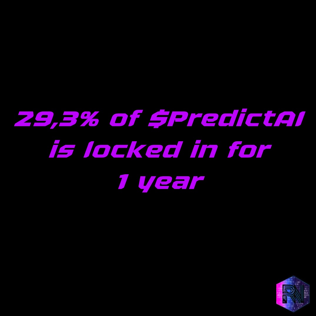 predictbar's tweet image. 29.3% of $PredictAI tokens(293m) is locked in🔒 for one year via  @streamflow_fi    

app.streamflow.finance/contract/solan…    
  app.streamflow.finance/contract/solan…