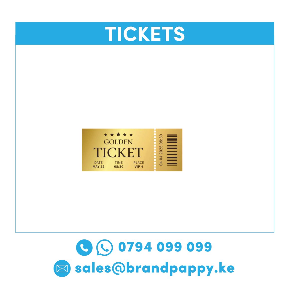 brandpappy_Ke's tweet image. Enhance your event with custom printed tickets that showcase your brand and make a memorable impression.
Call 📞 +254794099099 for orders and inquiries!
#EventMarketing #CustomTickets #TicketPrinting #BrandPromotion #CreativeSolutions