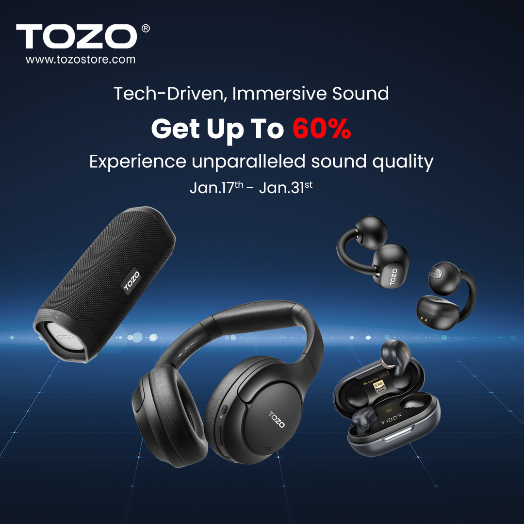 TOZO_OFFICIAL's tweet image. Sound Deals are here! Most products are up to 60% off. 

Don't miss out on this opportunity to enjoy even more discounts👉bit.ly/4gUg6qn

#tozo #sounddeals #ht2 #pa2 #openearring #goldenx1