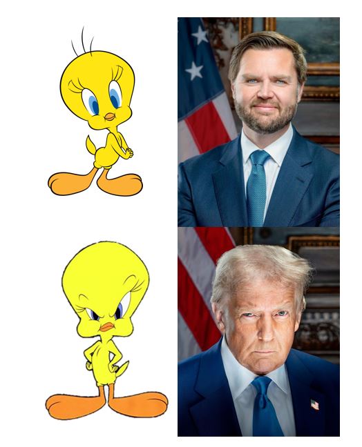 _Matt__Smith_'s tweet photo. I can't be the only one that sees it...

#POTUS #Trump #Vance #Tweety #LooneyTunes #Inauguration2025 #USElection2024 #Republican https://t.co/fi59iSAUEa