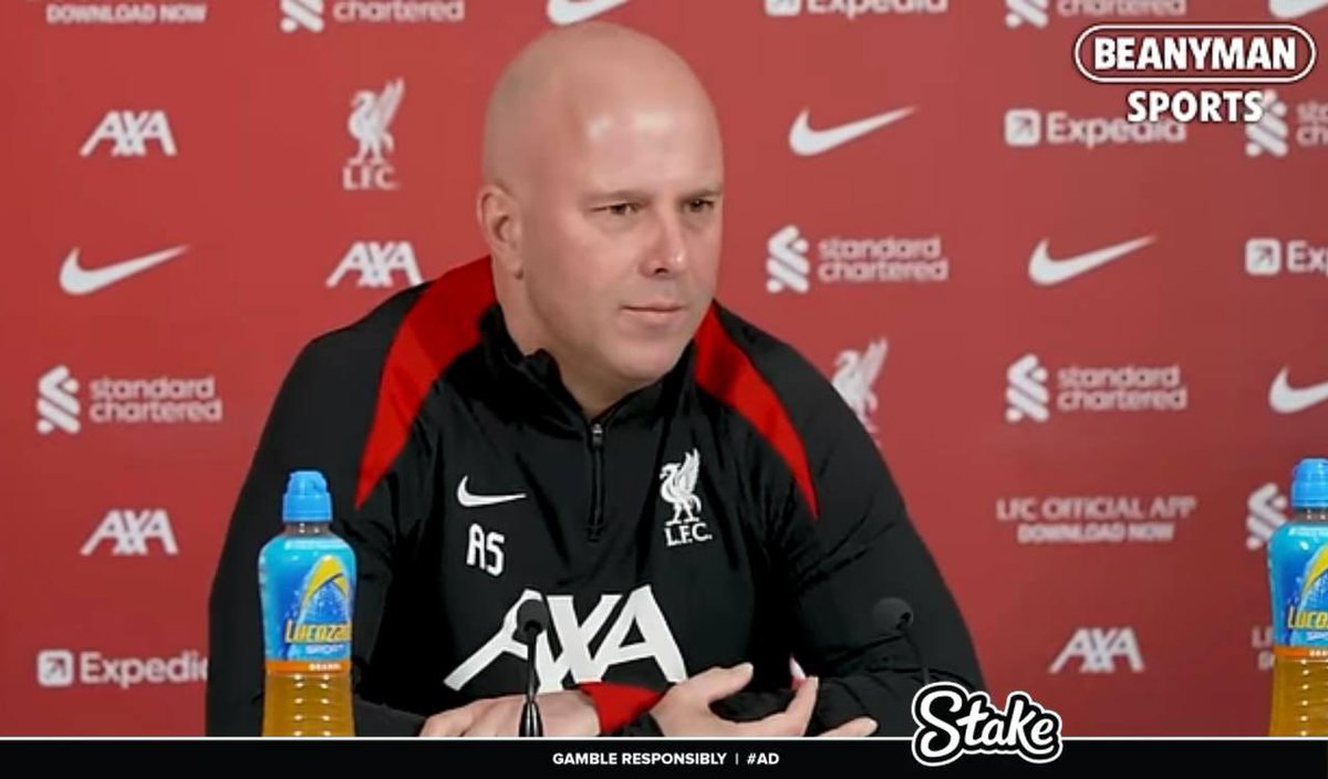 AnfieldSector's tweet photo. Arne Slot: 

"We are very happy with the team we have at moment and still able to compete with teams who are spending incredible amount of money."

[@BeanymanSports] https://t.co/7JGxxdSWvB