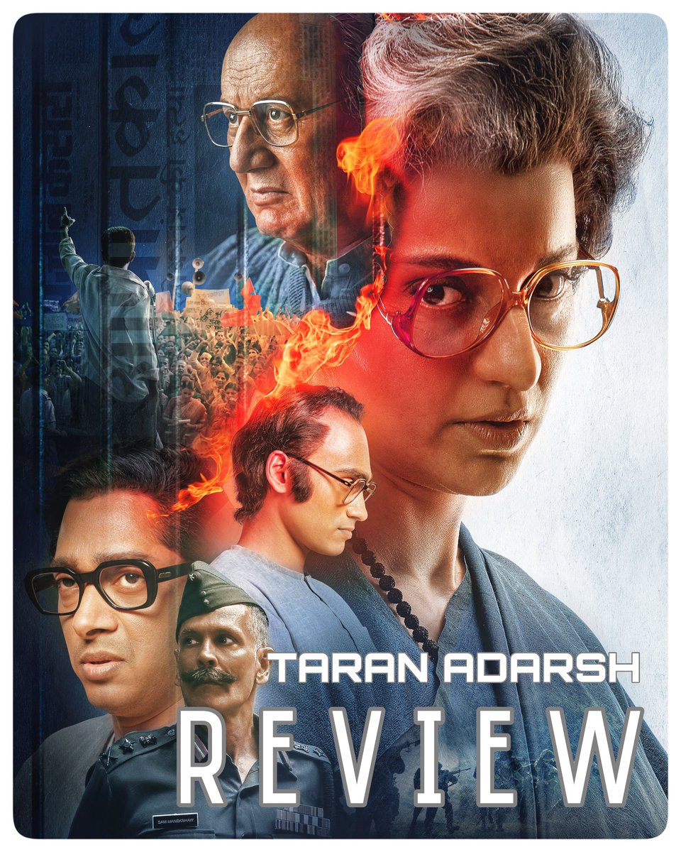 taran_adarsh's tweet photo. #OneWordReview...
#Emergency: GRIPPING.
Rating: ⭐️⭐️⭐️½
Chronicles an important chapter from history, elevated by #KanganaRanaut's fantastic performance... Some terrific dramatic moments stay with you... Docu-drama approach and abrupt / rushed conclusion of few episodes dilute the overall impact. #EmergencyReview

#KanganaRanaut shines as the storyteller. The scale, meticulous detailing, efforts to relive the bygone era and the episodes between #KanganaRanaut and #VishakNair, in particular, are the highlights of the film.

Plusses:
⭐️ #KanganaRanaut's performance and direction
⭐️ Stellar performances by the supporting cast [#AnupamKher, #SatishKaushik, #ShreyasTalpade, #MahimaChaudhry, #MilindSoman, #VishakNair - all excel]
⭐️ Some dramatic portions
⭐️ Unbiased portrayal of the former Prime Minister

Minusses:
⭐️ Slow pacing
⭐️ Abrupt edit of some episodes
⭐️ Placement of songs