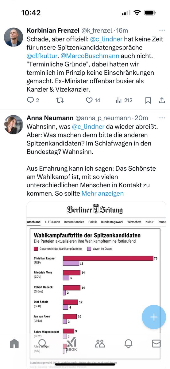 wulfjh's tweet photo. @k_frenzel @c_lindner @dlfkultur @MarcoBuschmann Witzige, zufällige Positionierung in meinem Feed :) Spitzenkandidaten müssen immer priorisieren, und Lindner macht doch viele andere, reichweitenstarke Formate… https://t.co/JFyOSDFzJf