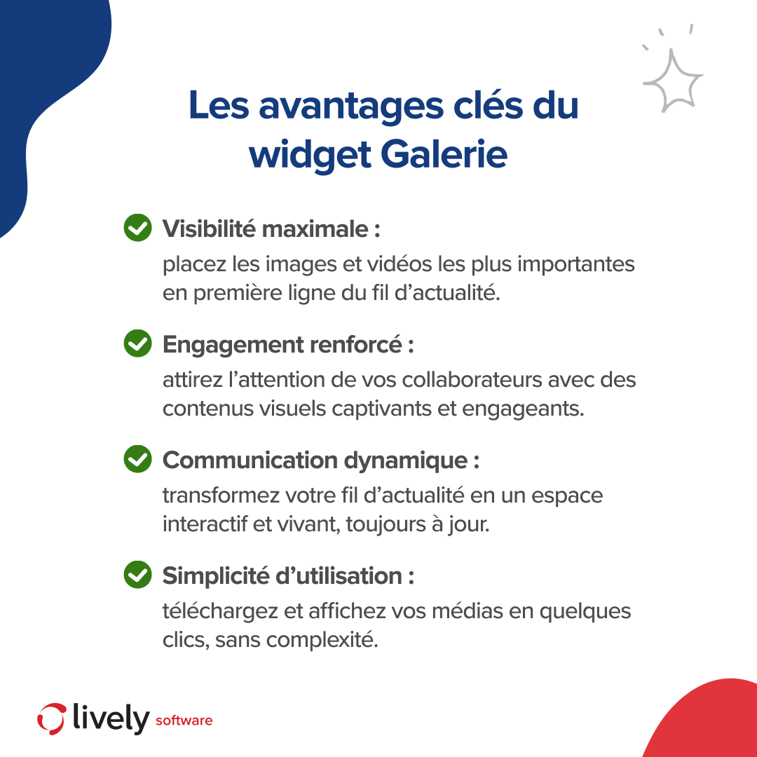 lively_software's tweet photo. 🔍 Mettez vos médias en avant avec le widget Galerie de Lively ! Boostez l’#engagement et dynamisez votre #communication interne avec des images et vidéos captivantes.
Un fil d’actualité interactif et à jour.

Découvrez-en plus 👉 https://t.co/fbHLfhEuG9 https://t.co/Av8Xr4E4k8
