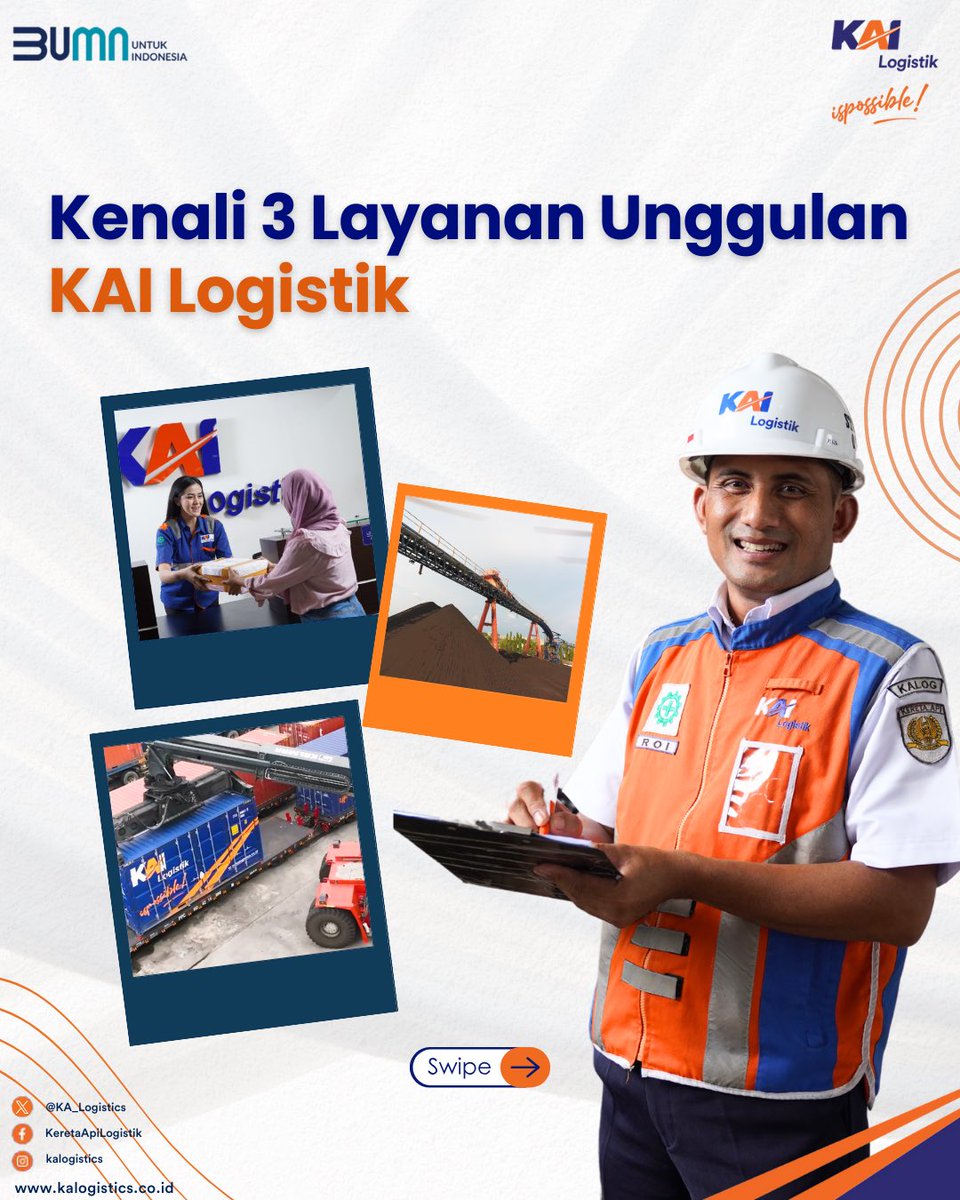 KA_Logistics's tweet photo. Hai, Sobat KALOG!
KAI Logistik hadir untuk memenuhi berbagai kebutuhan pengiriman Sobat KALOG.
Yuk, simak tiga layanan unggulan yang dimiliki oleh KAI Logistik.
KAI Logistik, ispossible!
#KAILogistik #Ispossible #KALOGExpress #KALOGPlus #KALOGPro https://t.co/7RbNW7QbIi
