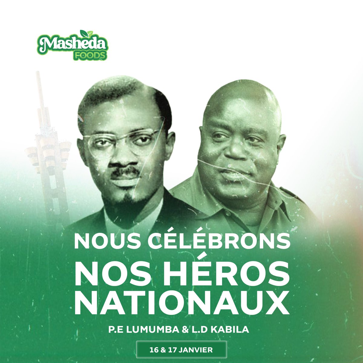 MashedafoodsDRC's tweet photo. Nous rendons hommage à nos héros nationaux, P.E LUMUMBA et L.D KABILA, dont le sacrifice et le courage ont forgé notre liberté et notre souveraineté, et leur mémoire continue d'inspirer les générations futures à œuvrer pour un avenir meilleur.

 #lumumba #kabila #hérosnational https://t.co/Wnl2ShJW1p