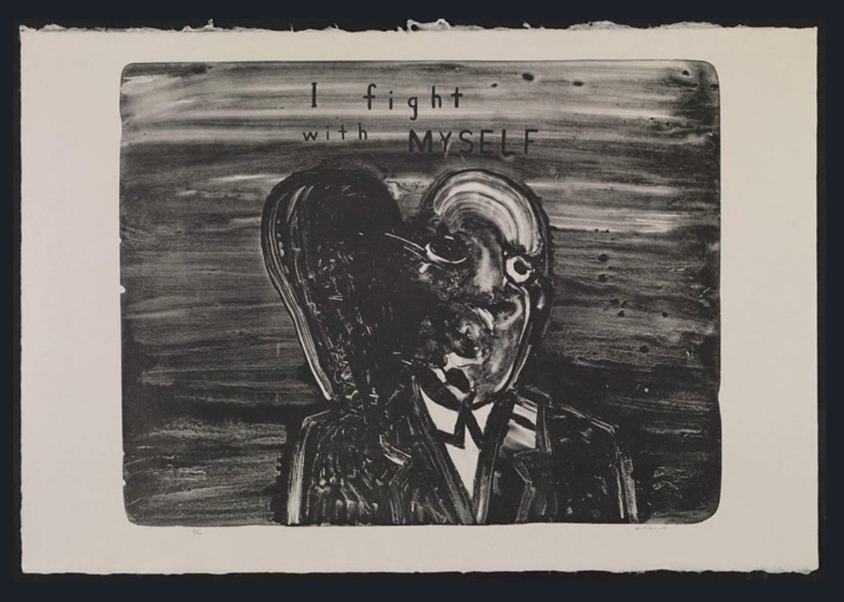 Gewoon even een kunstwerk van David Lynch delen, naast cineast ook begenadigd kunstenaar. Heerlijke expo van zijn werk gezien in Bonnefantenmuseum Maastricht een aantal jaren terug. #ripdavidlynch