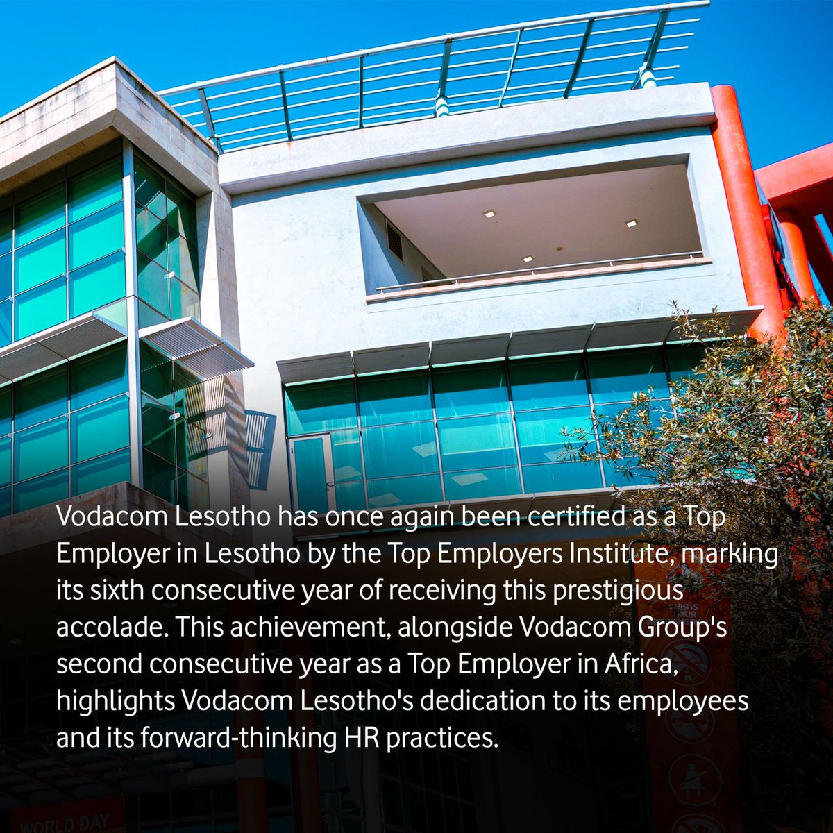 VodacomLes's tweet photo. Vodacom Lesotho has been named a Top Employer in Lesotho for the 6th consecutive year!🥳🌟 showcasing its commitment to diversity, inclusion, and employee wellbeing. This reflects its dedication to building an innovative and supportive workplace. #FurtherTogether https://t.co/hMkA0IJA6l