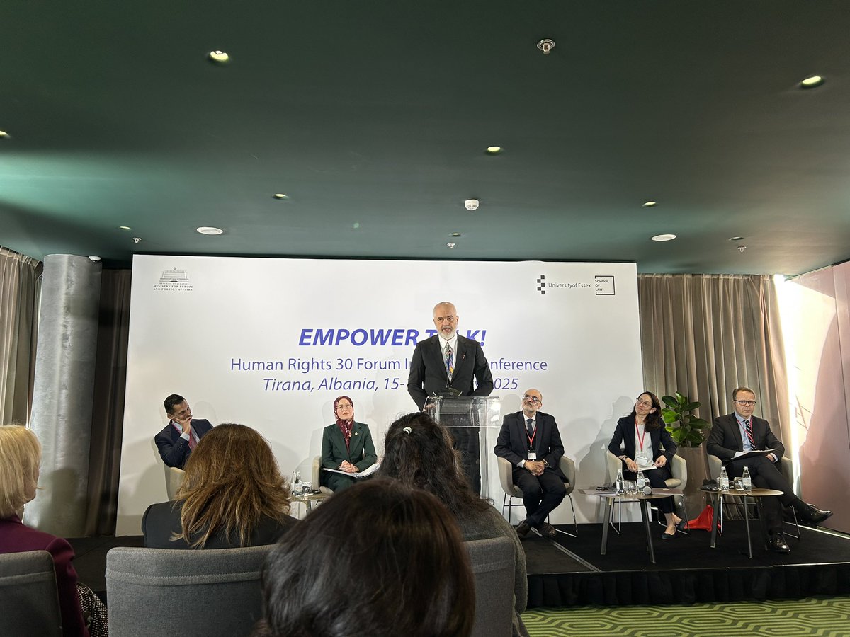 ZumretErkin's tweet photo. Last day of the #HR30 Forum in Albania, convened by the @AlbanianDiplo and @EssexLawSchool under Professor @ahmedshaheed.
Prime Minister of 🇦🇱 @ediramaal joined to speak on anti-muslim sentiment and hate towards religious groups:
“There is no individual with prevailing beliefs.” https://t.co/ktbQtq1KPx