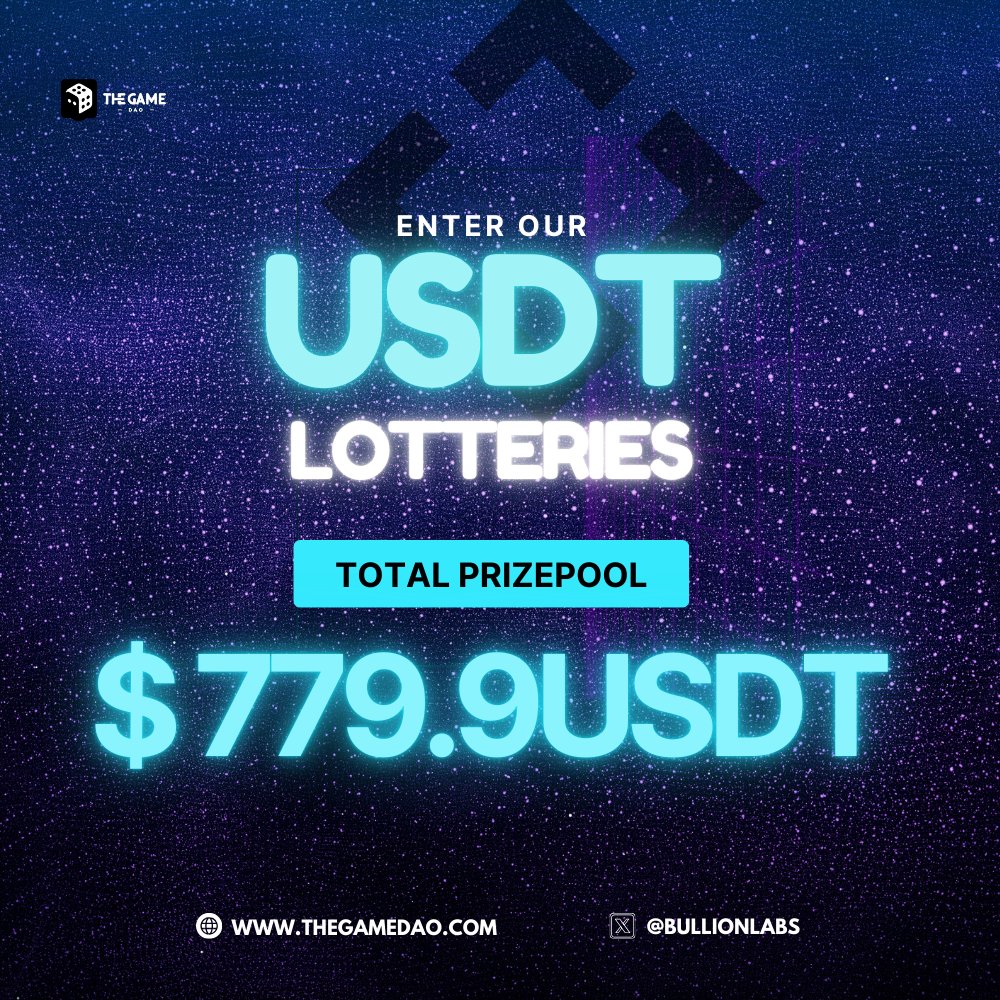 bullionLabs's tweet image. #Day55/600 of adding $10USDT bonus to our #Lotto PrizePool

MINIMUM WIN ODDS: 1/30 chance of Winning. 

$5USDT Lotto Prize pool: $650USDT 
#Jackpot: $455USDT

$1USDT Lotto Prize pool: $104.5USDT
#Jackpot: $73.15USDT
.
Our $1USD BNB Lotto Prize pool is now at $8.6USDT(at time of