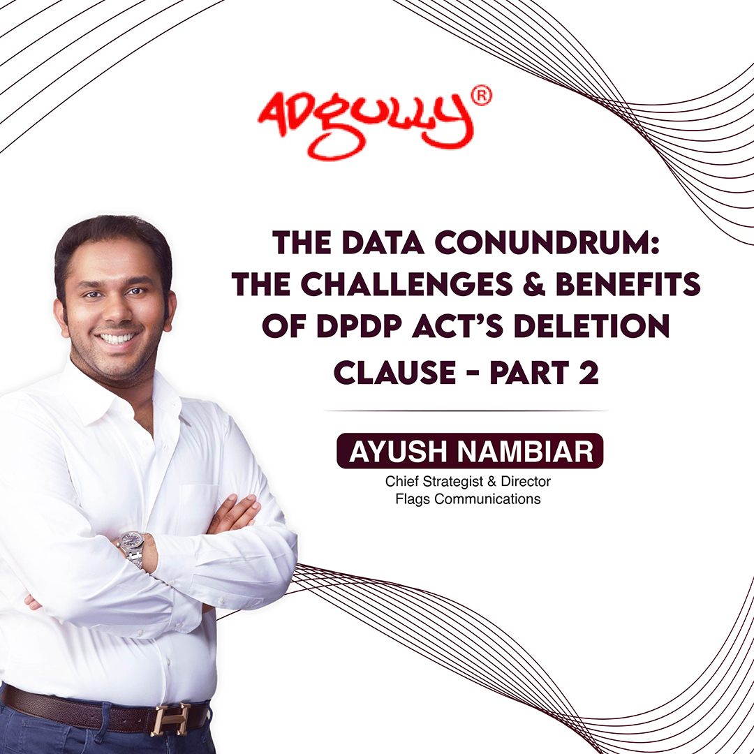 Flagscompany's tweet image. Ayush Nambiar, Chief Strategist at Flags Communications, highlights how the data erasure policy boosts privacy and builds trust through ethical data management. 

#DataPrivacy #EthicalData #article #news