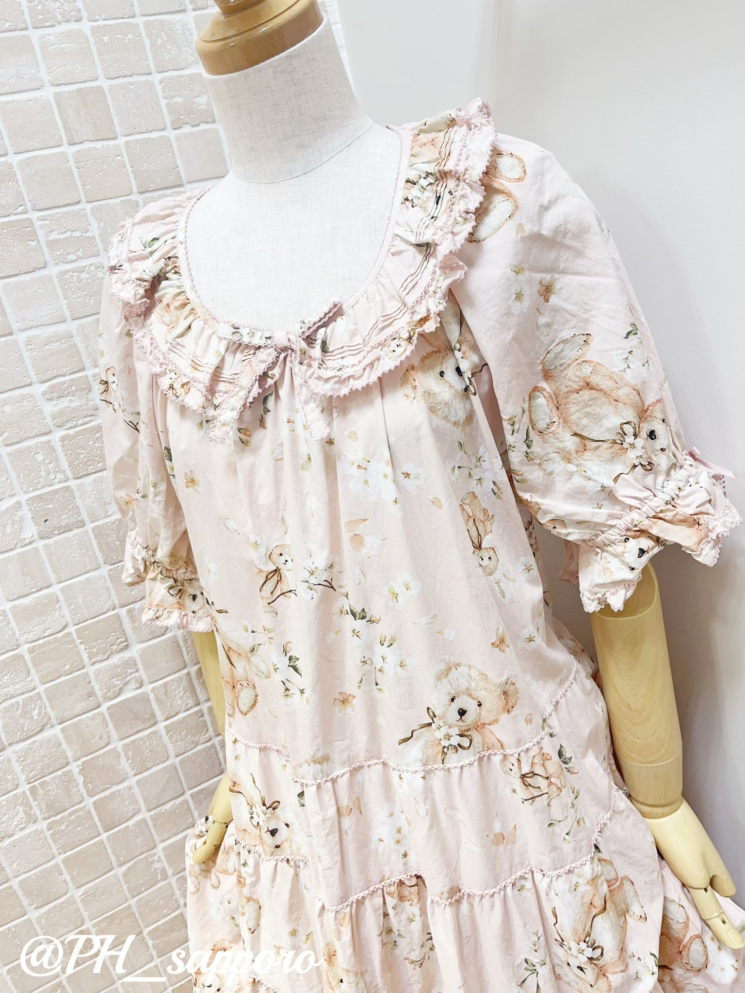 PINK HOUSE 桜テディ ミディ丈 ワンピース PINK HOUSE 桜テディ ミディ丈 ワンピース 桜teddy🌸🧸シリーズ商品