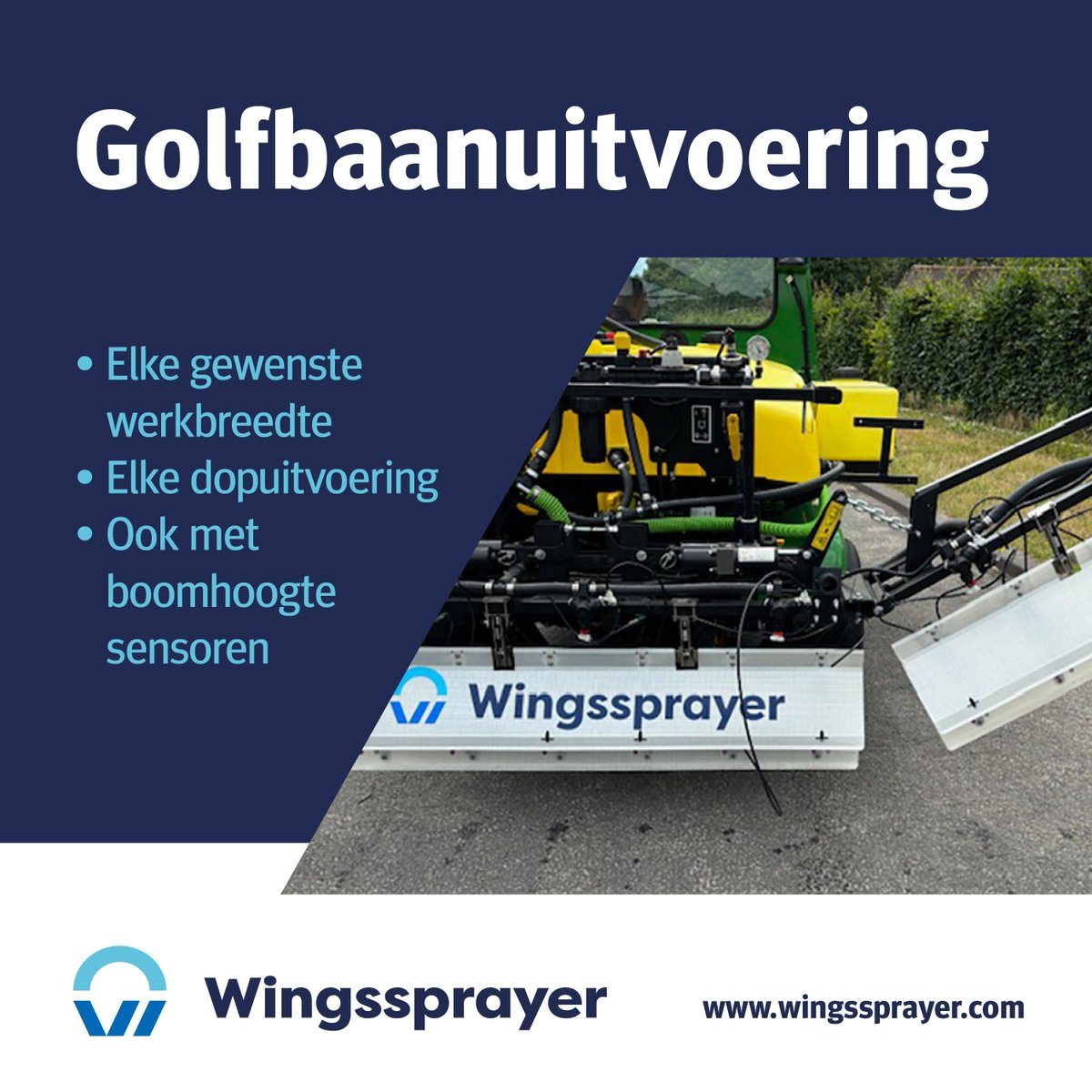 Wingssprayer bouwt zoals onze klanten wensen: 1 of 6 of 50 meter breed. Inmiddels lopen er verschillende golfbaanspuiten met een dubbele Wingssprayer en dubbele dopuitvoering om ook kunstmest te kunnen toepassen, met speciale 6 gaatjes doppen per 25 cm. 
#spuittechniek #innovatie