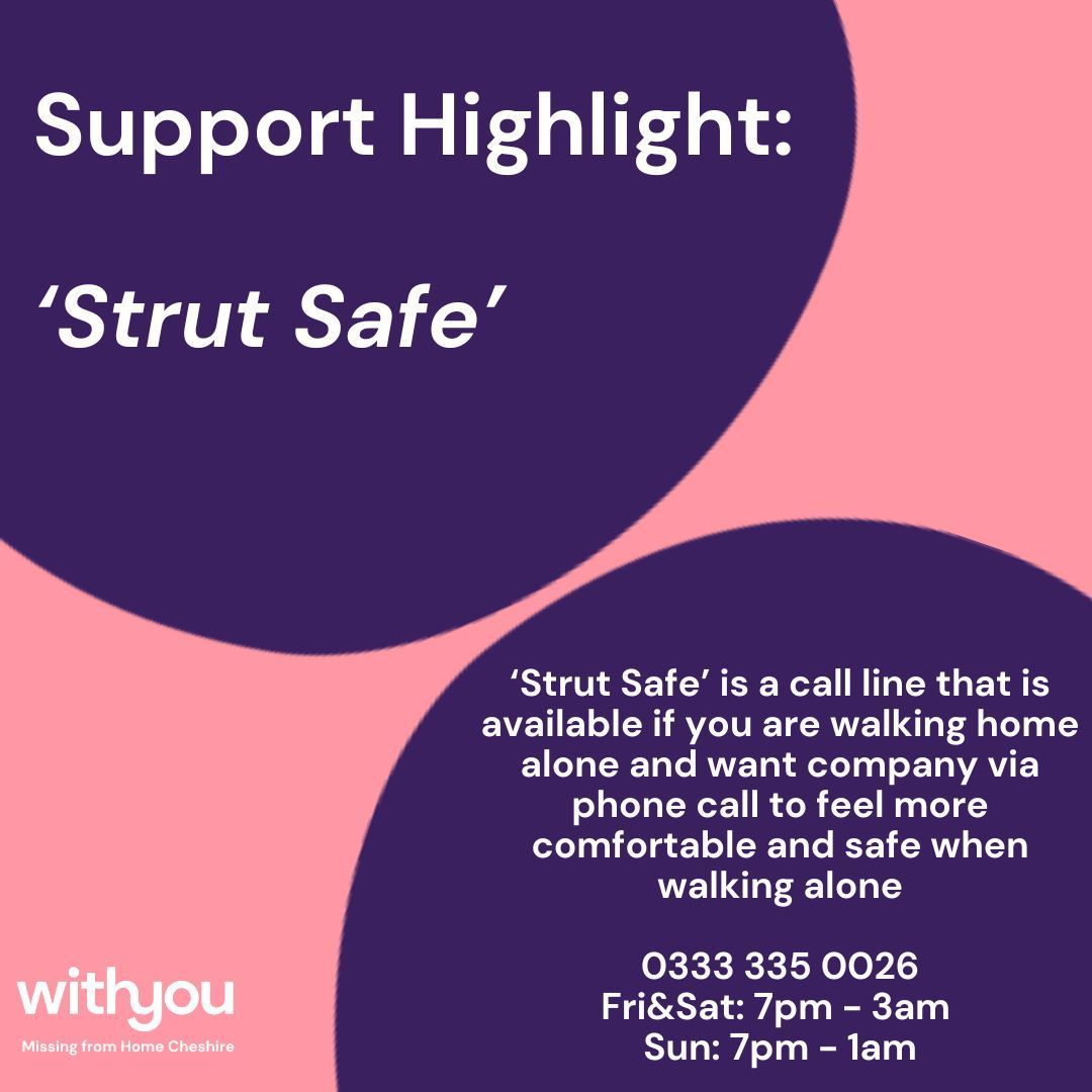 We would always wish and promote for you to not walk alone, we know that sometimes situations happen were you are alone walking at night and Strut safe can help you feel more safe.

*Strut safe doesn't replace any emergency service contact 999 if you feel in danger*