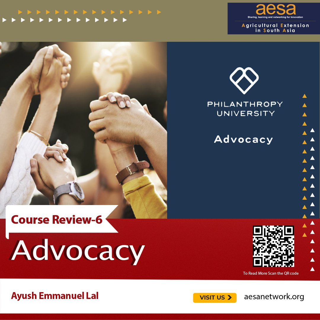 Agricultural Extension in South Asia (AESA) (@aesa_network) on Twitter photo #AESACourseReview of Advocacy course at <a href="/PhilanthropyUni/">Philanthropy University</a>
"Advocacy plays a crucial role in promoting policies, programs, and initiatives that address farmers’ needs and interests."
Read this interesting Advocacy course review by Ayush Lal here: aesanetwork.org/advocacy/ #AESACourseReview of Advocacy course at <a href="/PhilanthropyUni/">Philanthropy University</a>
"Advocacy plays a crucial role in promoting policies, programs, and initiatives that address farmers’ needs and interests."
Read this interesting Advocacy course review by Ayush Lal here: aesanetwork.org/advocacy/
