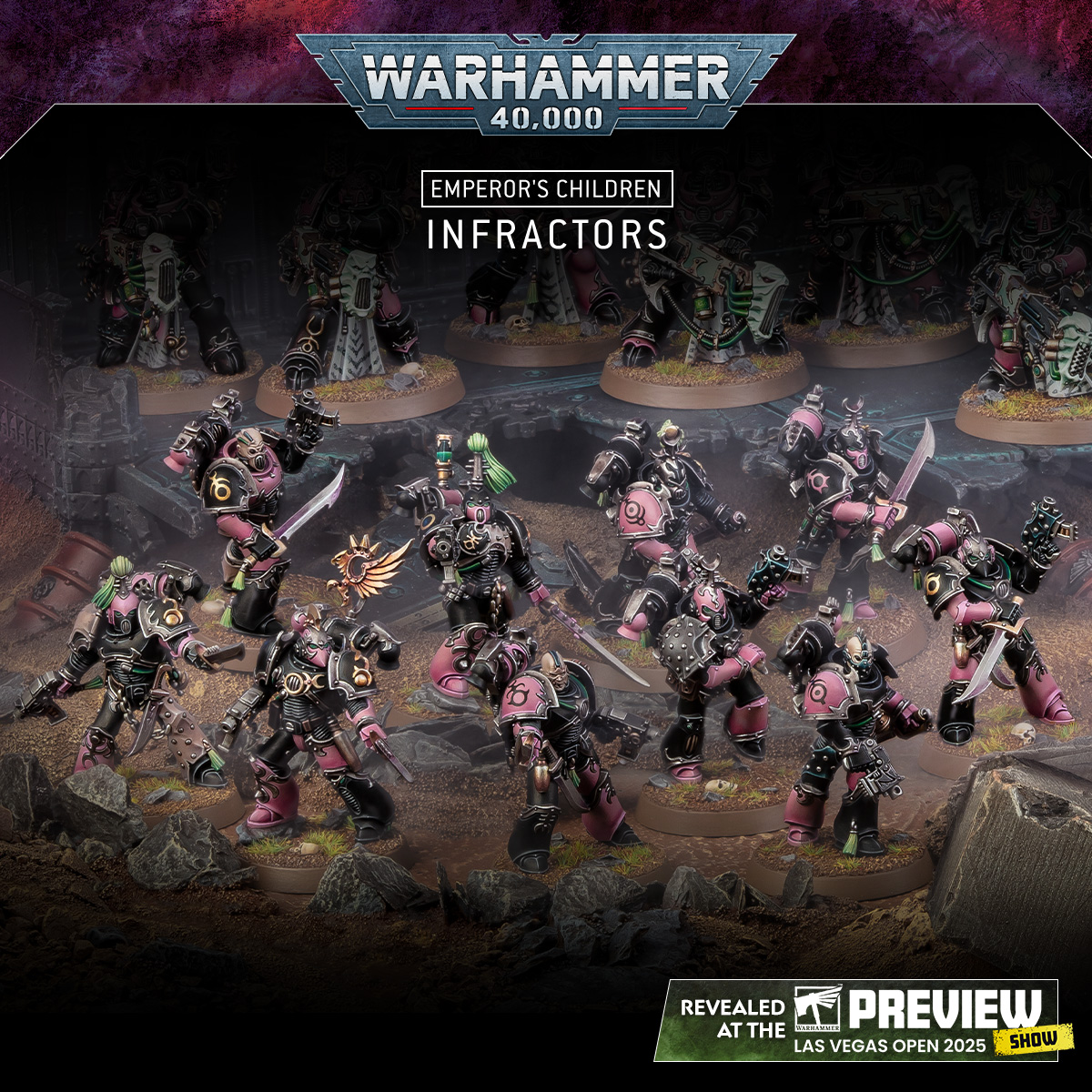 warhammer's tweet photo. Take a look inside Champions of Slaanesh – the Emperor's Children Army Set revealed at the Las Vegas Open. https://t.co/IBA3l26lk6

#LVO2025 #Warhammer40000 #WarhammerCommunity https://t.co/rULtVj8Nyo