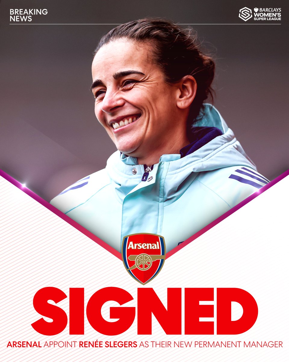 BarclaysWSL's tweet photo. Renee Slegers is here to STAY! 🤩

How are we feeling @ArsenalWFC fans? 👀

#BarclaysWSL https://t.co/R7h9HQnXVd