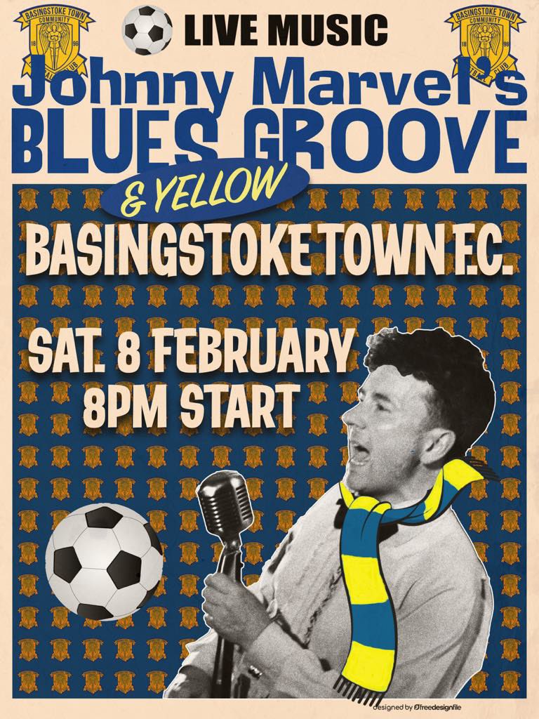 Basingstoke_FC's tweet photo. 🎶 Johnny Marvels Blues Groove 

Bringing you the best in rhythm’n’blues, soul and good-time rock’n’roll!

Live from the Clubhouse on Saturday 8th February at 8pm - all welcome, free entry! https://t.co/IwlMyMwD12