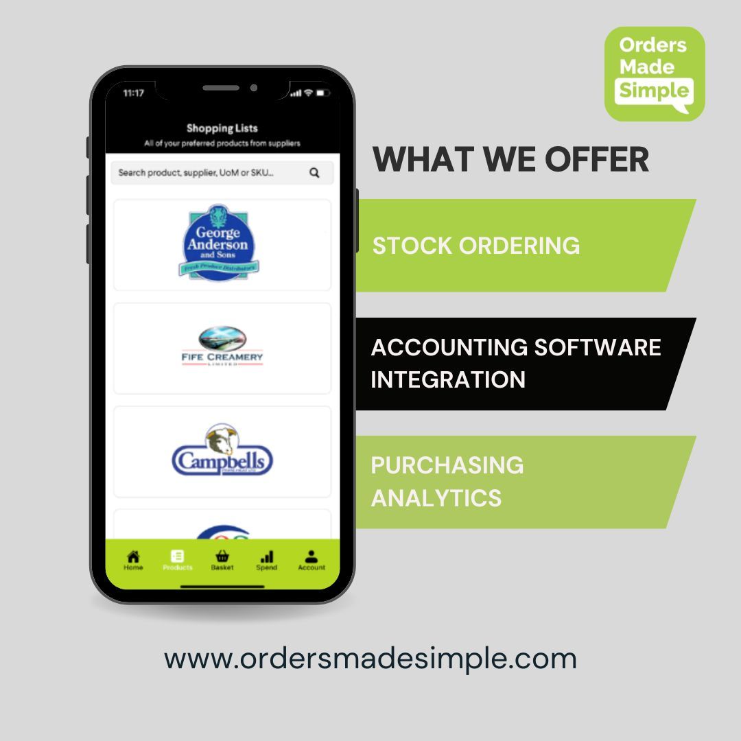 Streamline hospitality with Orders Made Simple! 💡

Here’s what we offer:
✅ Stock Ordering
✅ Accounting Integration – sync purchases with tools like Xero
✅ Purchasing Analytics – Gain real-time insights 

All in one easy-to-use app!
📲 Learn more today: buff.ly/3OlppmL