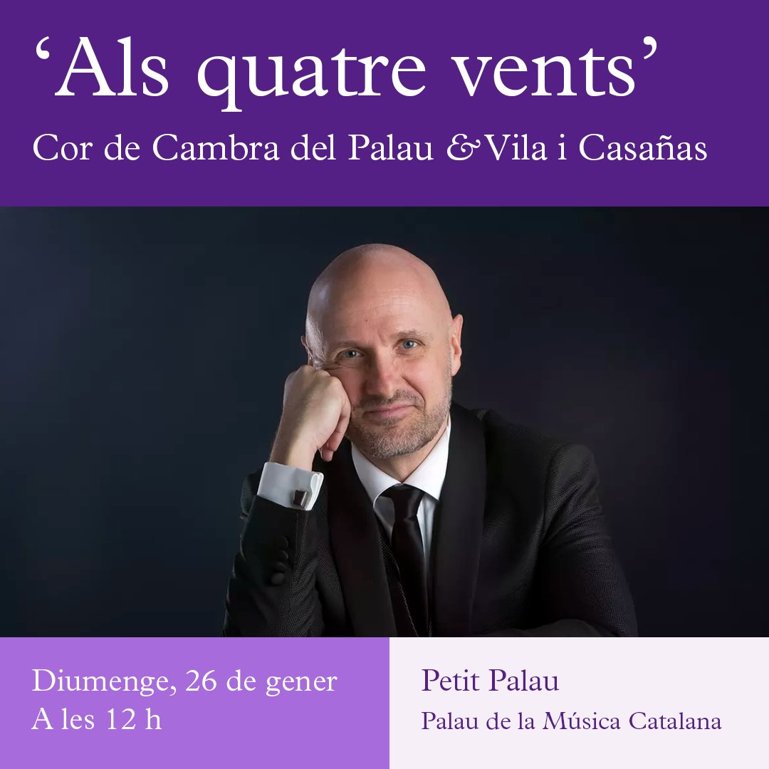 El proper diumenge 26 de gener ens retrobem a l'escenari amb <a href="/j_vilaicasanas/">Josep Vila i Casañas</a>!💥

Un programa que inclou peces de l’exigent tradició hongaresa i mostres del riquíssim patrimoni coral nòrdic, a més d'una obra pròpia del mateix director

📅26/01 -12 h
🎟️ocpmc.cat/corcambravila