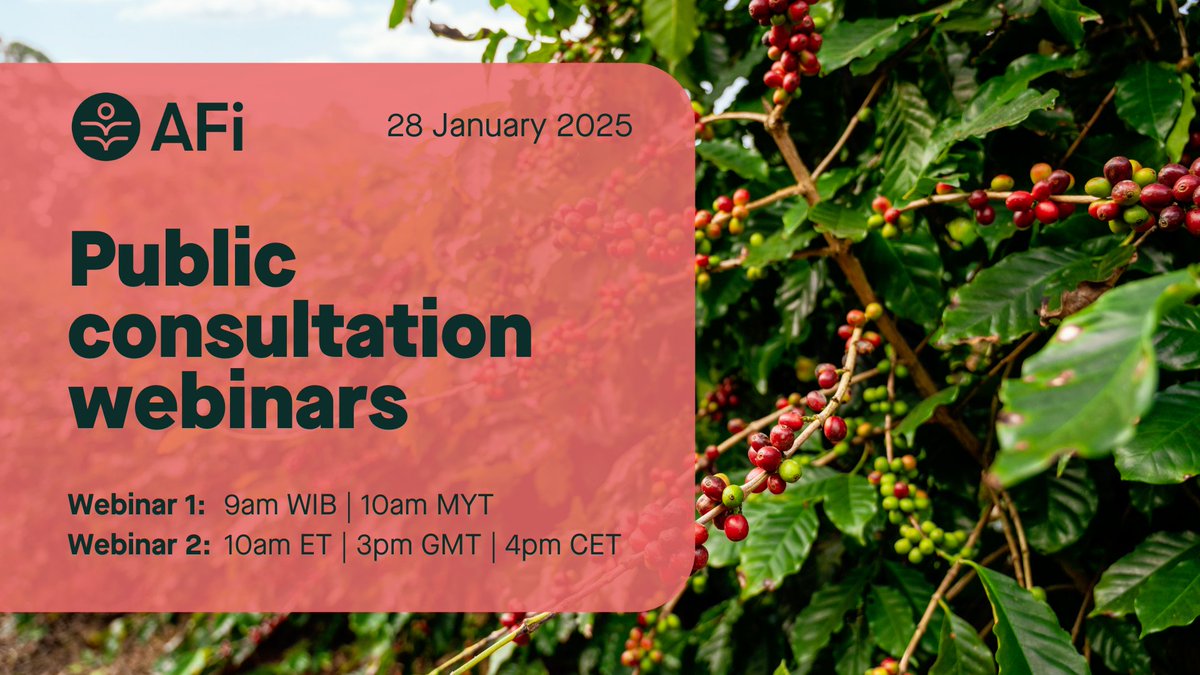 On 28 January 2025, we’ll be hosting two webinars to discuss proposed updates to the Accountability Framework.  

📅 Webinar 1: 9am WIB | 10am MYT 
👉 Register: raorg.zoom.us/webinar/regist…  

📅 Webinar 2: 10am Eastern / 3pm GMT / 4pm CET 
👉 Register: raorg.zoom.us/webinar/regist…