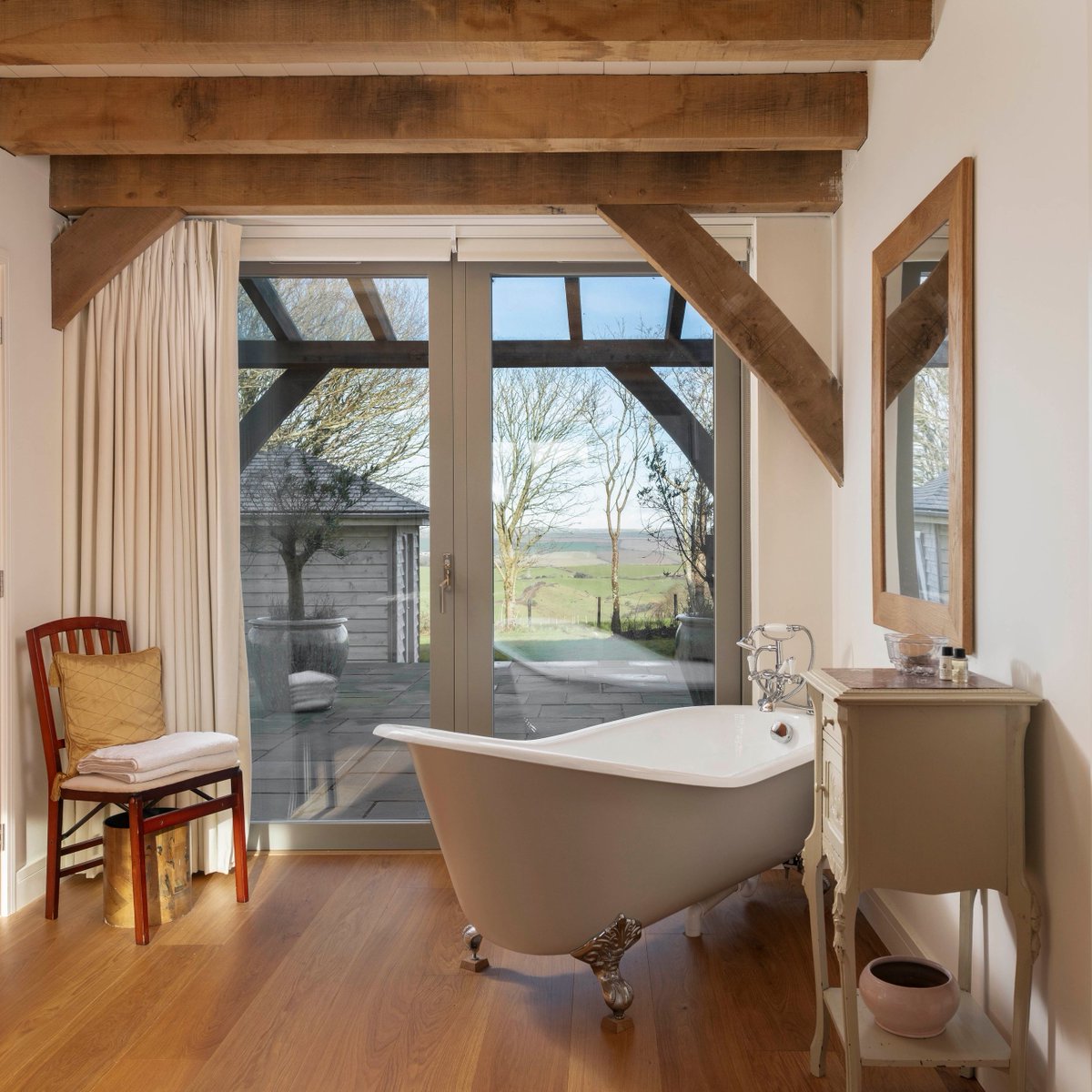 Architect: Harrison Sutton Partnership
Material: Oak | Sustainably sourced from France
Natural Insulation: SteicoFlex 036/ Beltermo ultra wood fibre sarking board
Awards: Homebuilding &amp; Renovating Awards 2024 
Best Green Home sponsored by Internorm: Oak Frame Farmhouse