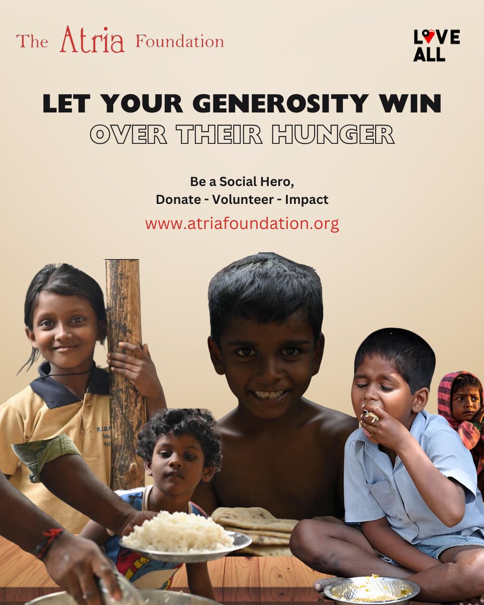 AtriaFoundation's tweet photo. 🍛✨ Let Your Generosity Win Over Their Hunger! ✨🍛

A simple act of kindness can spark the brightest smiles. These little ones remind us of the impact a warm meal can have—not just on their plates, but in their hearts. 💛
Donate now at https://t.co/o5RLj18Ohr

#NoOneGoesHungry https://t.co/1xRFB1Rbwh
