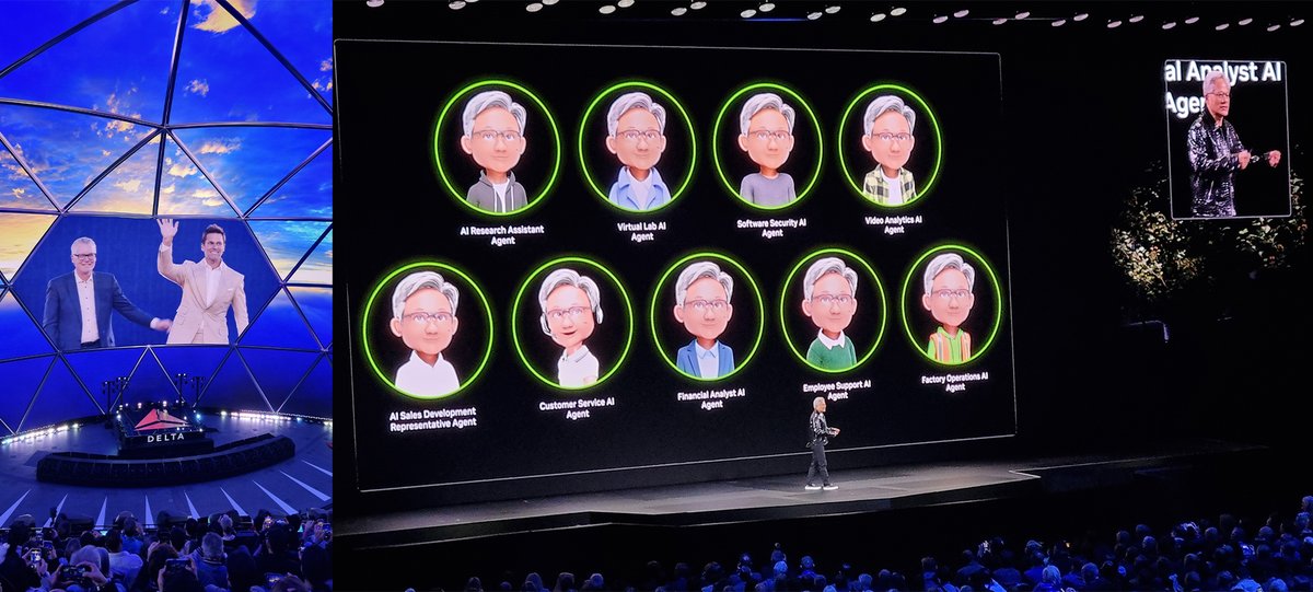 PrajitDatta's tweet photo. Attended NVIDIA CEO Jensen Huang's #CES 2025 keynote. He shared how IT Dept. will evolve into HR Dept. for AI agents, signaling a shift to AI-driven operations. The GeForce RTX 50 Series with Blackwell #AI chip sets new AI standards. Also witnessed Delta's 100 Years Celebration! https://t.co/6ZR5EhmC2v