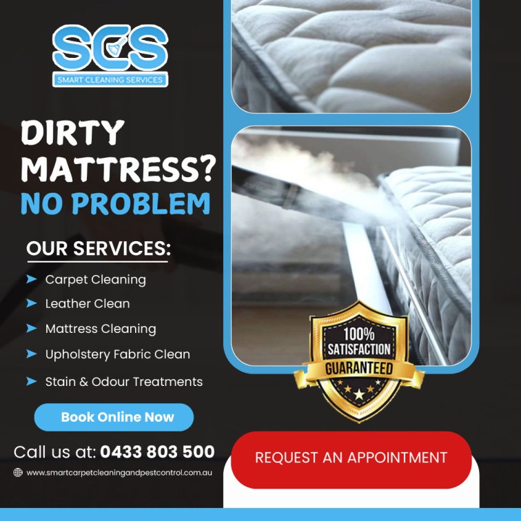 SmartCleanPest's tweet photo. Dirty Mattress?
No Problem – Smart Cleaning Services Have You Covered!

Visit our Website
https://t.co/UEFI1HraVS

#DirtyMattress #MattressCleaning #SmartCleaningServices #HealthySleep #MattressSanitizing #DeepCleanMattress #BrisbaneCleaning #SleepBetter https://t.co/qhjFiTGCLQ