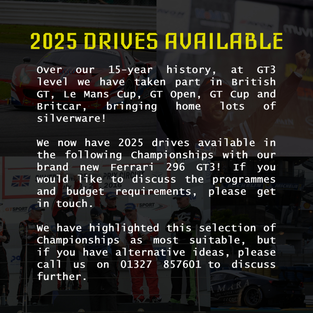 FF_Corse's tweet photo. Full details are just a phone call away. Or why not visit our Silverstone facility for a chat? If you’d like to go a on GT3 journey with us, please get in touch. We’re ready.

#ffcorse #ferrari #296gt3 #britishgt #24hrseries #winterseries #gt3 https://t.co/OeSppaigWz