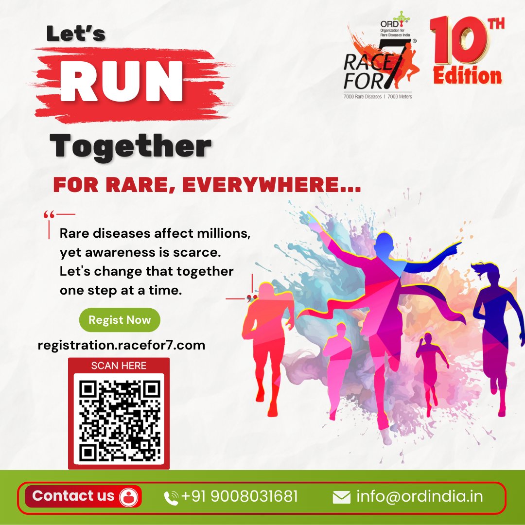 ORDIndia's tweet photo. Rare diseases affect millions, yet awareness remains scarce. Together, we can make a differenceโone step at a time. ๐ #RareDiseaseAwareness #TogetherForRare #Racefor7 #forrareeverywhere https://t.co/sFmALHi5E7